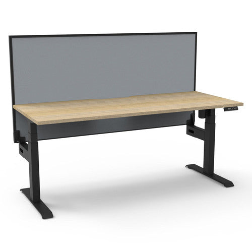 Rapidline Boost Light Single Sided Workstation 1500 x 750mm with Screen Natural Oak / Black Satin
