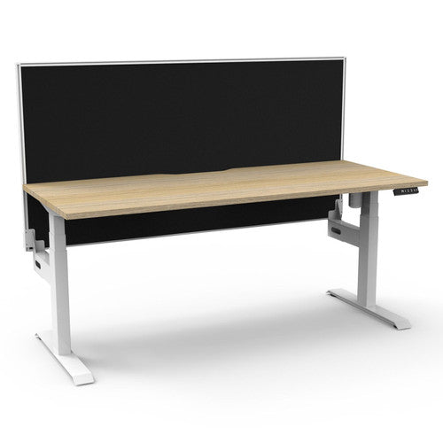 Rapidline Boost Light Single Sided Workstation 1500 x 750mm with Screen Natural Oak / White Satin