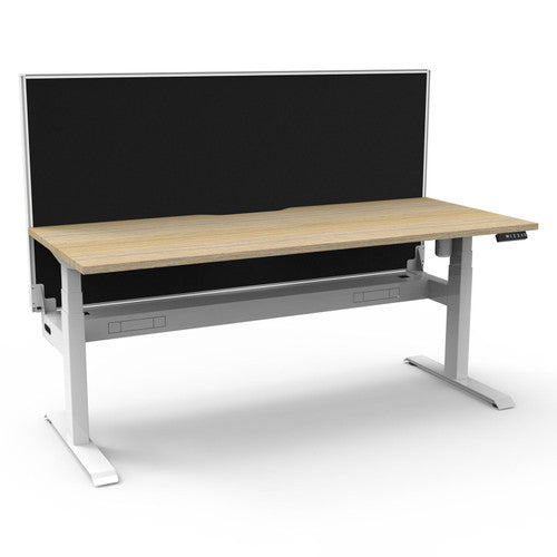 Rapidline Boost Light Single Sided Workstation 1200 x 750mm with Screen and Cable Tray Natural Oak / White Satin