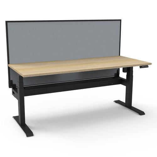 Rapidline Boost Light Single Sided Workstation 1500 x 750mm with Screen and Cable Tray Natural Oak / Black Satin