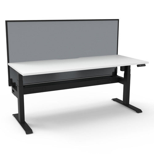 Rapidline Boost Light Single Sided Workstation 1800 x 750mm with Screen and Cable Tray Natural White / Black Satin