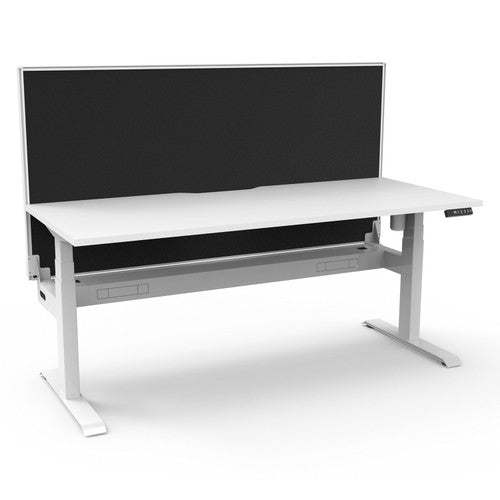 Rapidline Boost Light Single Sided Workstation 1800 x 750mm with Screen and Cable Tray Natural White / White Satin