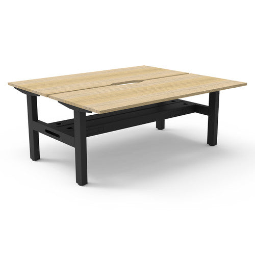 Rapidline Boost Static Back to Back Workstation 1200 x 750mm with Cable Tray Natural Oak / Black Satin