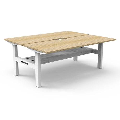 Rapidline Boost Static Back to Back Workstation 1200 x 750mm with Cable Tray Natural Oak / White Satin