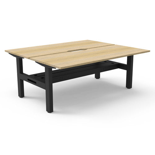 Rapidline Boost Static Back to Back Workstation 1500 x 750mm with Cable Tray Natural Oak / Black Satin