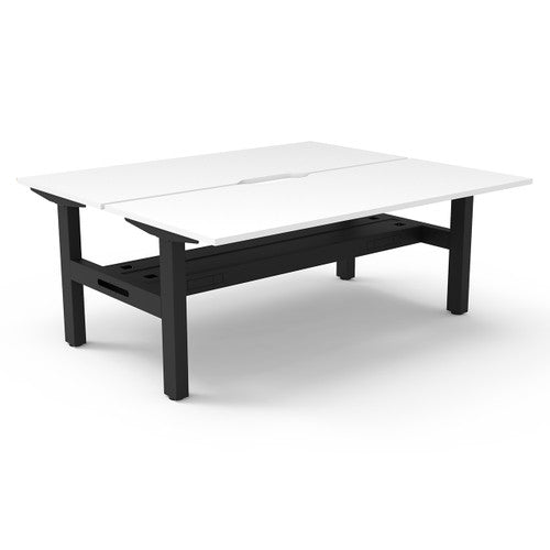 Rapidline Boost Static Back to Back Workstation 1800 x 750mm with Cable Tray Natural White / Black Satin