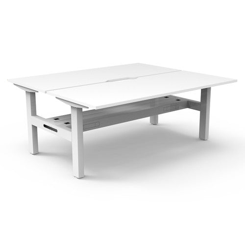 Rapidline Boost Static Back to Back Workstation 1800 x 750mm with Cable Tray Natural White / White Satin