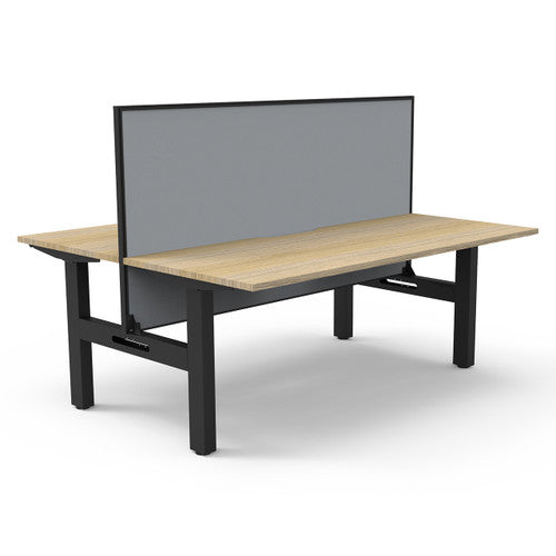 Rapidline Boost Static Back to Back Workstation 1200 x 750mm with Screen Natural Oak / Black Satin