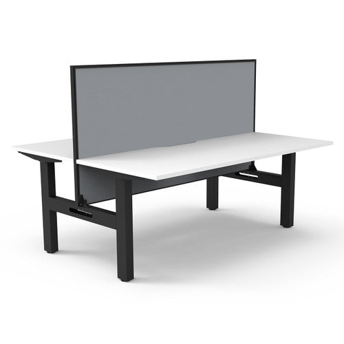 Rapidline Boost Static Back to Back Workstation 1200 x 750mm with Screen Natural White / Black Satin