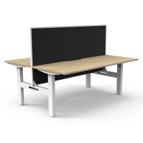Rapidline Boost Static Back to Back Workstation 1500 x 750mm with Screen Natural Oak / White Satin