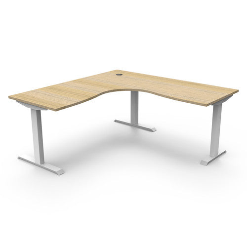 Rapidline Boost Static Corner Workstation 1800 x 1800 x 750mm Natural Oak / White Satin