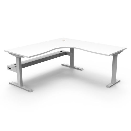 Rapidline Boost Static Corner Workstation 1500 x 1500 x 750mm with Cable Tray Natural White / White Satin