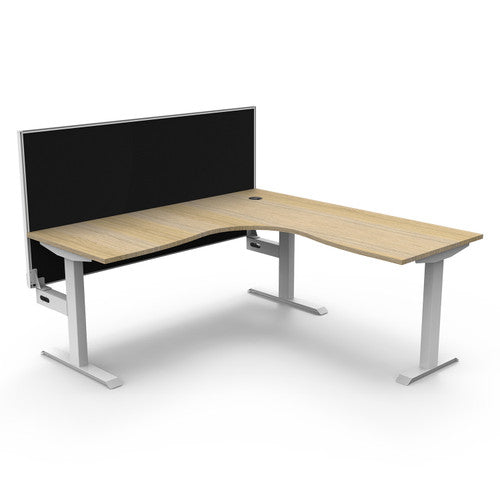 Rapidline Boost Static Corner Workstation 1800 x 1800 x 750mm with Screen Natural Oak / White Satin