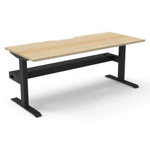 Rapidline Boost Static Single Sided Workstation 1200 x 750mm with Cable Tray Natural Oak / Black Satin