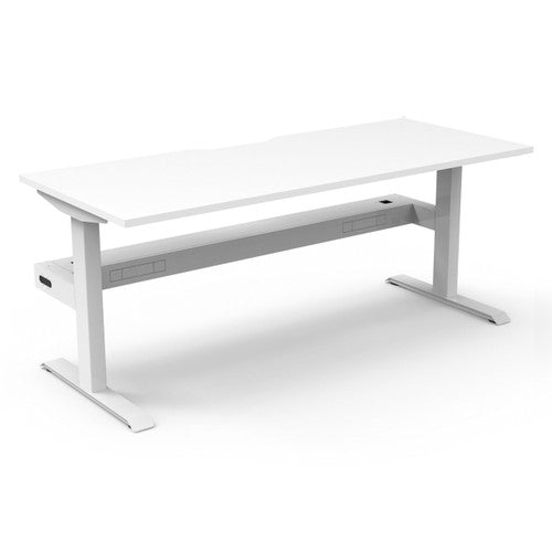 Rapidline Boost Static Single Sided Workstation 1200 x 750mm with Cable Tray Natural White / White Satin