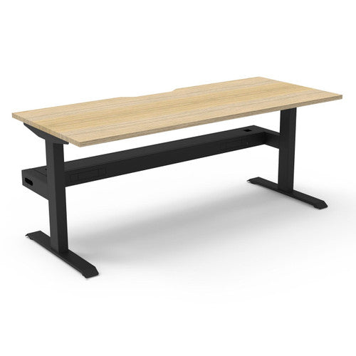 Rapidline Boost Static Single Sided Workstation 1500 x 750mm with Cable Tray Natural Oak / Black Satin