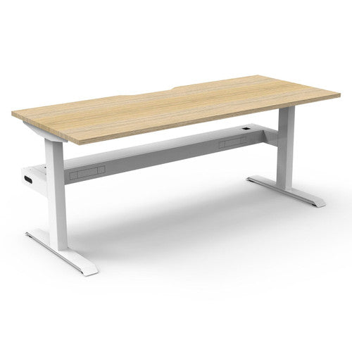 Rapidline Boost Static Single Sided Workstation 1800 x 750mm with Cable Tray Natural Oak / White Satin