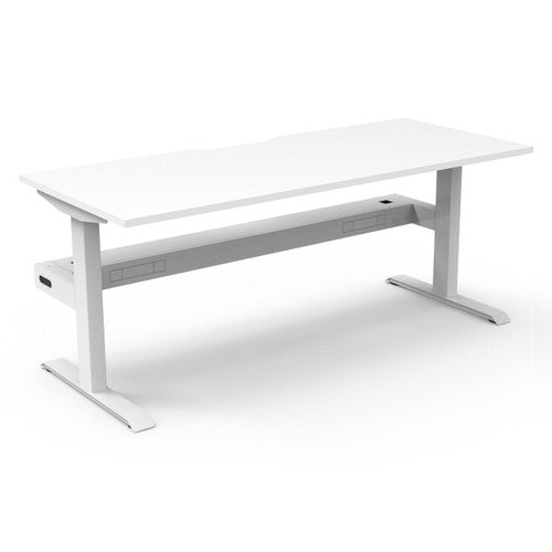 Rapidline Boost Static Single Sided Workstation 1800 x 750mm with Cable Tray Natural White / White Satin