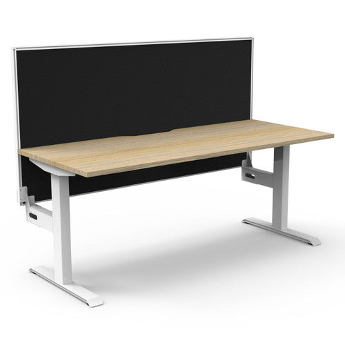 Rapidline Boost Static Single Sided Workstation 1200 x 750mm with Screen Natural Oak / White Satin