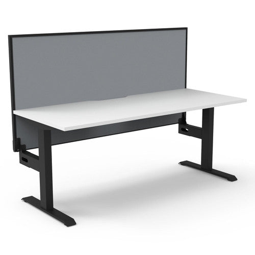 Rapidline Boost Static Single Sided Workstation 1500 x 750mm with Screen Natural White / Black Satin