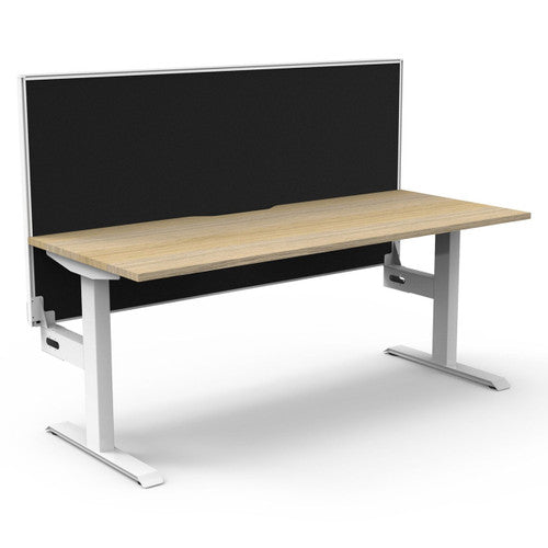 Rapidline Boost Static Single Sided Workstation 1800 x 750mm with Screen Natural Oak / White Satin