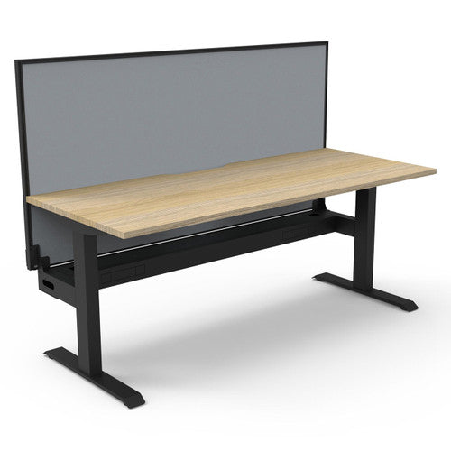 Rapidline Boost Static Single Sided Workstation 1500 x 750mm with Screen and Cable Tray Natural Oak / Black Satin