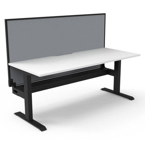 Rapidline Boost Static Single Sided Workstation 1800 x 750mm with Screen and Cable Tray Natural White / Black Satin