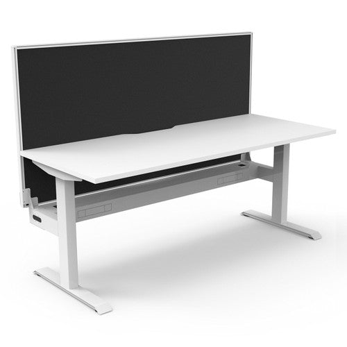 Rapidline Boost Static Single Sided Workstation 1800 x 750mm with Screen and Cable Tray Natural White / White Satin