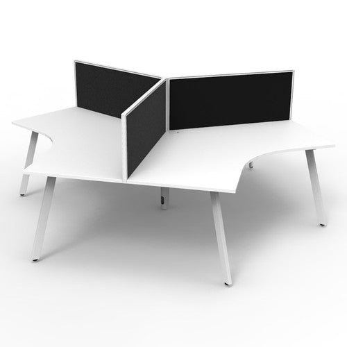 Rapidline Deluxe Infinity 3 Person 120 Degree Workstation Eternity Leg with Screen Natural White / White