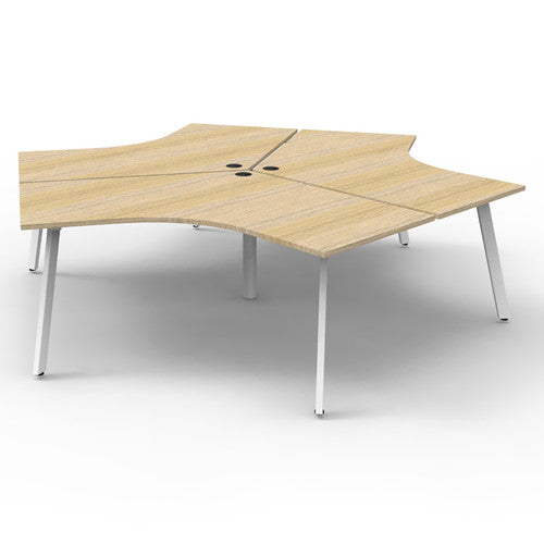 Rapidline Deluxe Infinity 3 Person 120 Degree Workstation Eternity Leg without Screen Natural Oak / White