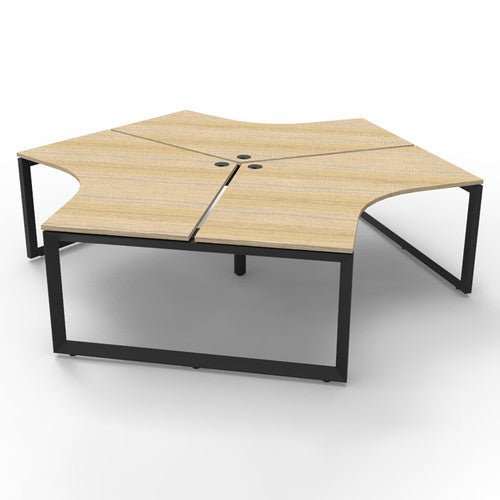 Rapidline Deluxe Infinity 3 Person 120 Degree Workstation Loop Leg without Screen Natural Oak / Black