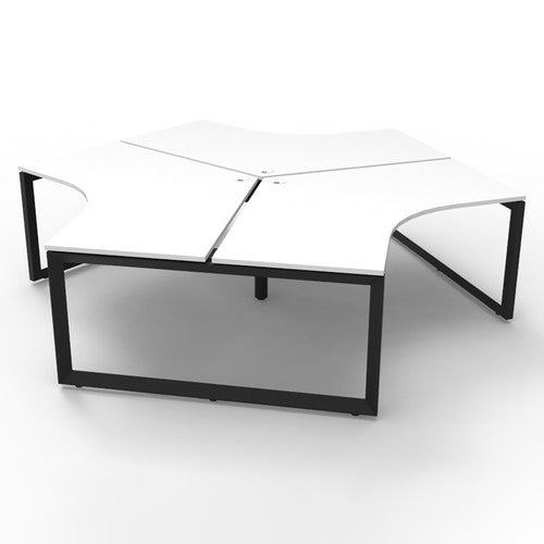 Rapidline Deluxe Infinity 3 Person 120 Degree Workstation Loop Leg without Screen Natural White / Black