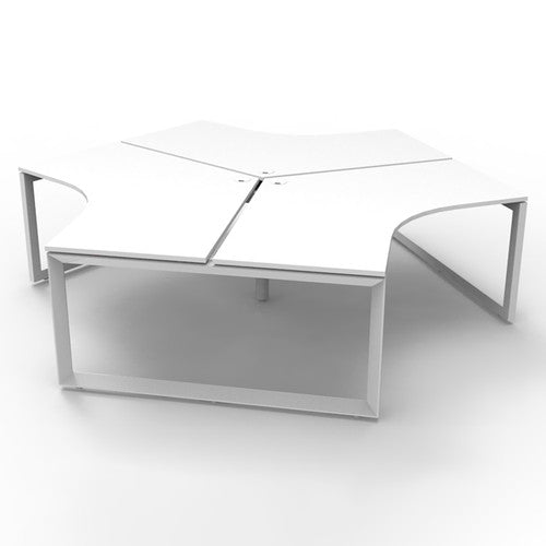 Rapidline Deluxe Infinity 3 Person 120 Degree Workstation Loop Leg without Screen Natural White / White