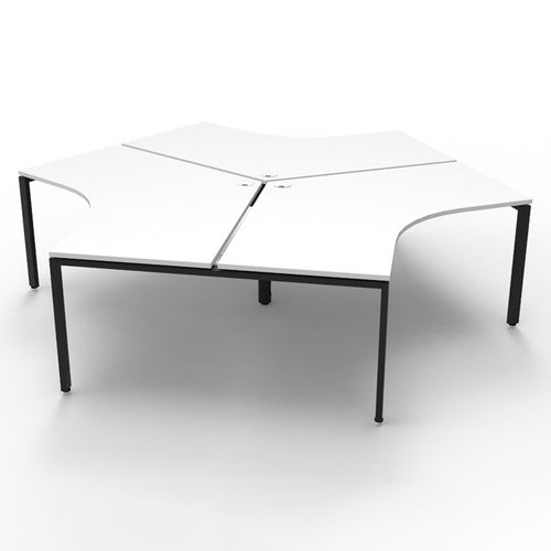 Rapidline Deluxe Infinity 3 Person 120 Degree Workstation Profile Leg without Screen Natural White / Black