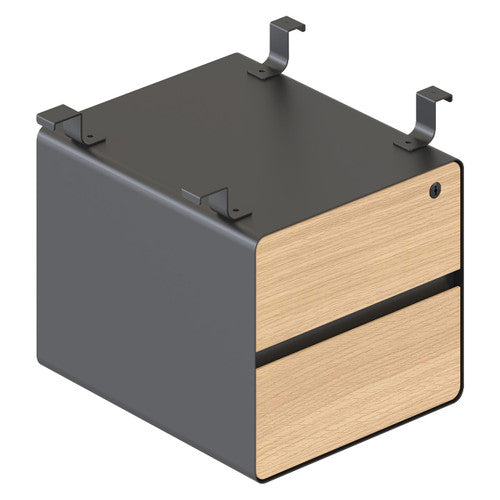 Rapidline Hanging Pedestal 2 Drawer Only Natural Oak Black for Deluxe Infinity