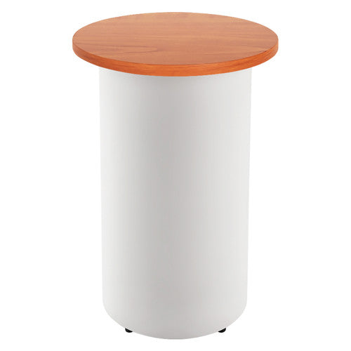 Rapidline High Bar Table Round Drum Base 600mm Diameter Cherry / White