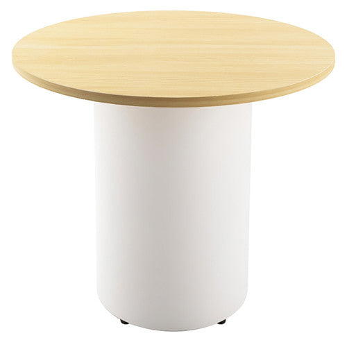 Rapidline Round Table Drum Base 900mm Diameter Natural Oak / White