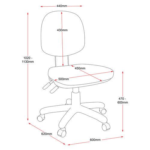 Rapidline EC070CM Medium Back Operator Chair Black Fabric