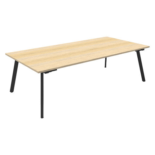 Rapidline Eternity Rectangle Meeting and Boardroom Table 2100 x 750mm Natural Oak / Black Satin