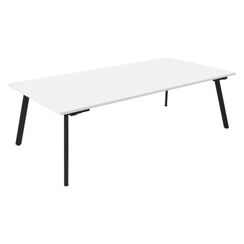 Rapidline Eternity Rectangle Meeting and Boardroom Table 2100 x 750mm Natural White / Black Satin