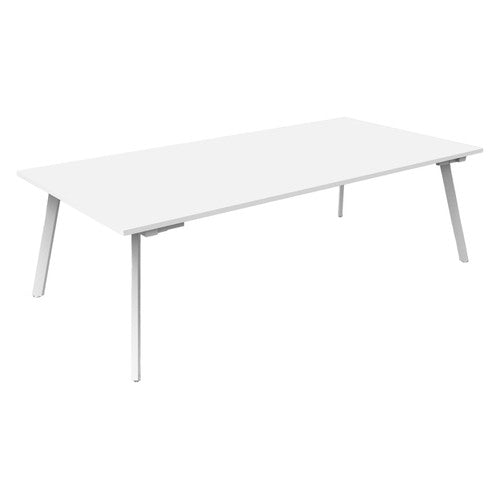 Rapidline Eternity Rectangle Meeting and Boardroom Table 2100 x 750mm Natural White / White Satin