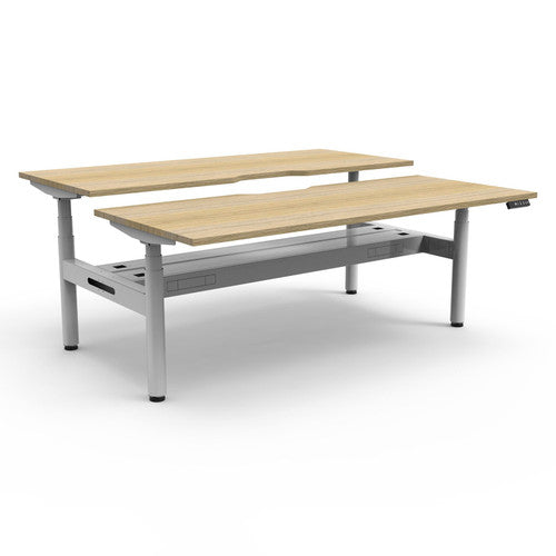 Rapidline Halo Plus Back to Back Workstation 1500 x 750mm with Cable Tray Natural Oak / White Satin