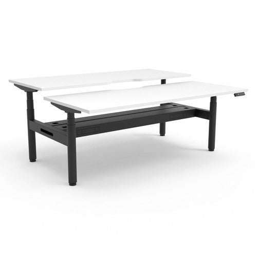 Rapidline Halo Plus Back to Back Workstation 1500 x 750mm with Cable Tray Natural White / Black Satin