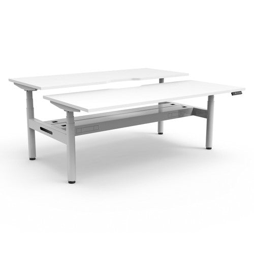 Rapidline Halo Plus Back to Back Workstation 1500 x 750mm with Cable Tray Natural White / White Satin