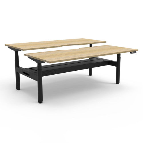 Rapidline Halo Plus Back to Back Workstation 1800 x 750mm with Cable Tray Natural Oak / Black Satin