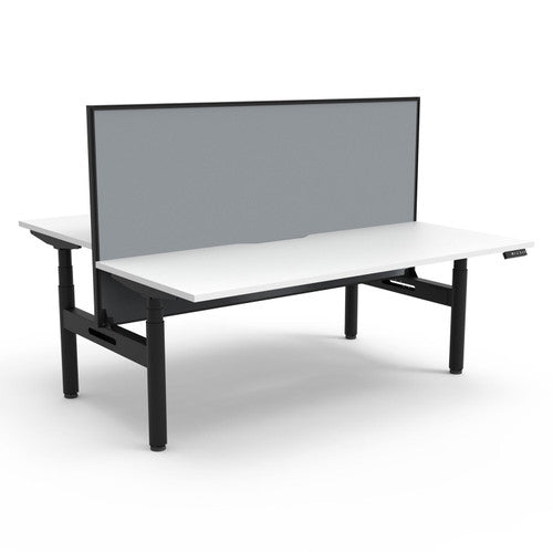Rapidline Halo Plus Back to Back Workstation 1200 x 750mm with Screen Natural White / Black Satin