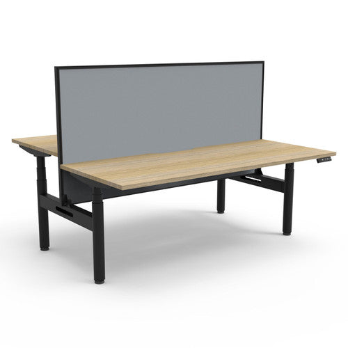 Rapidline Halo Plus Back to Back Workstation 1500 x 750mm with Screen Natural Oak / Black Satin