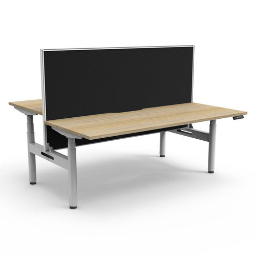 Rapidline Halo Plus Back to Back Workstation 1500 x 750mm with Screen Natural Oak / White Satin