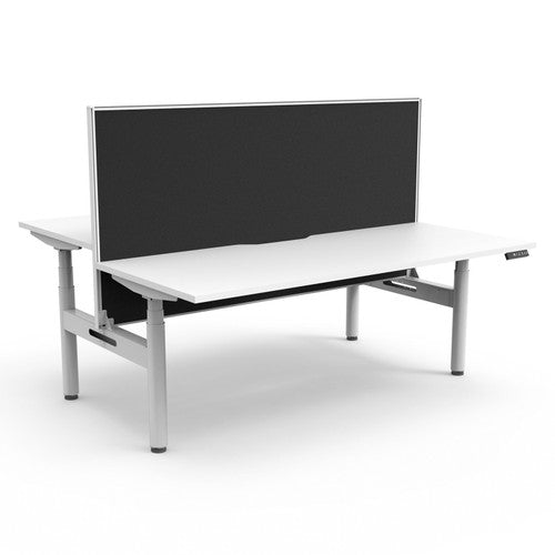 Rapidline Halo Plus Back to Back Workstation 1500 x 750mm with Screen Natural White / White Satin