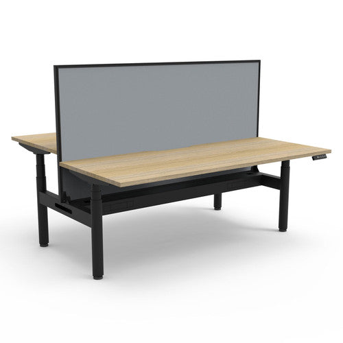 Rapidline Halo Plus Back to Back Workstation 1200 x 750mm with Screen and Cable Tray Natural Oak / Black Satin